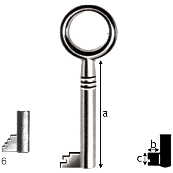 NØKKEL JUNIE 305 8x6 TILHOLDER NR. 6 ST.FN (N127006)