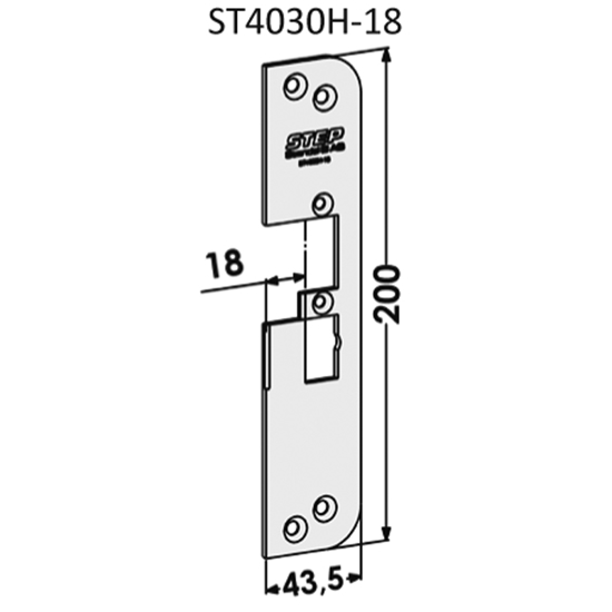 STOLPE 4030 18MM HØYRE STEP 40/90 RST.` (E11154)