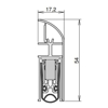 HEVETERSKEL SCHALL-EX L-15 FS C-O, 1024 MM FOR UTENPÅLIGGENDE MONTERING