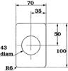 DEKKSKILT 70x100, 1 stk HULL ø43 RST 1,25MM SYM RST. (D2027)